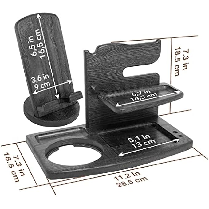 rayihni هدايا للرجال محطة شحن هاتف خشبية فريدة من نوعها منظم بجانب السرير هدايا للرجال للزوج والزوجة ذكرى الزواج هدايا عيد ميلاد للأب هدايا للرجال منضدة ليلية فكرة جهاز هدايا عيد الميلاد للأب - Image 3