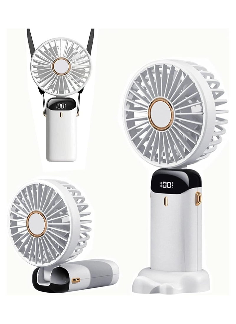 Generic Handheld Rechargeable 7000mAh Fan, 5 Adjustable Speeds Desk Table Fan with LED Power indicator  - Image 1