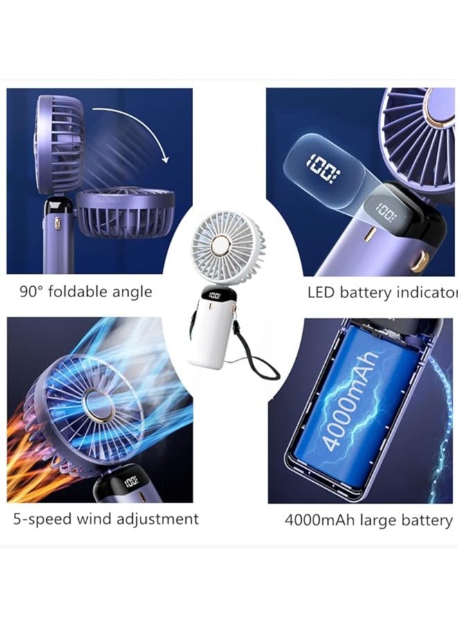 Generic Handheld Rechargeable 7000mAh Fan, 5 Adjustable Speeds Desk Table Fan with LED Power indicator  - Image 4
