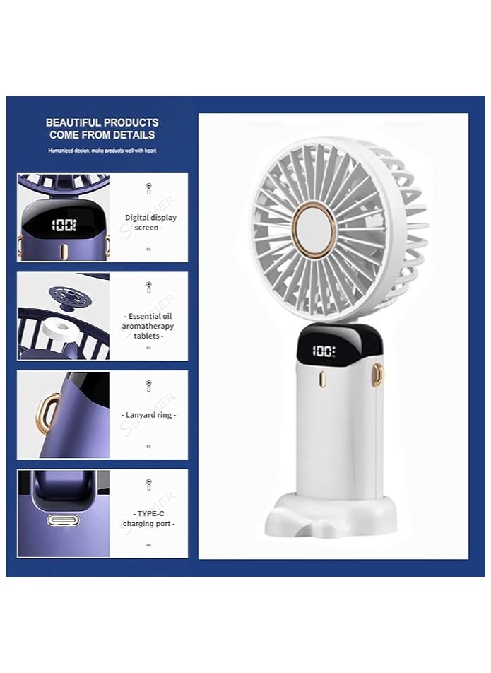 Generic Handheld Rechargeable 7000mAh Fan, 5 Adjustable Speeds Desk Table Fan with LED Power indicator  - Image 5