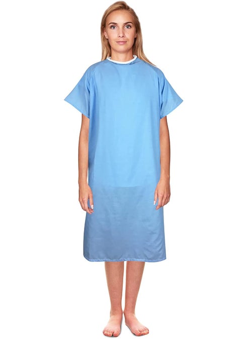 DMI Easy Access Unisex Patient Hospital Gown Easy Care Machine Wasable ExtraLarge Blue