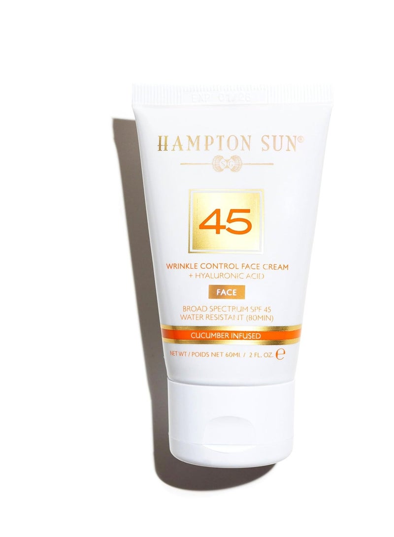 Hampton Sun SPF 45 Wrinkle Control Face Cream | Daily Moisturizer + Sunscreen | Plumps, Hydrates, Brightens with Hyaluronic Acid + Organic Cucumber Extract | Broad Spectrum | Glowy, Dewy Finish - Image 3