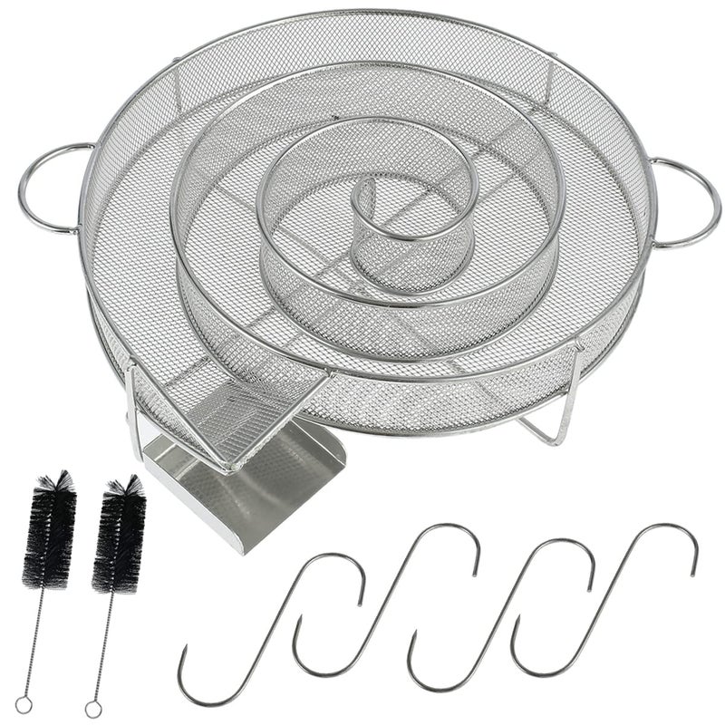 Abizarch Cold Smoke Generator for BBQ Grill or Smoker Wood Dust Hot and Cold Smoking Salmon Meat Burn, Stainless Steel Pellet Smoke Generator with Brush and Hooks, Round Cold Smoker Generator for Kettle - Image 1