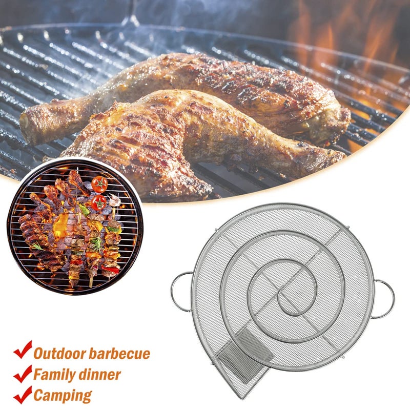 Abizarch Cold Smoke Generator for BBQ Grill or Smoker Wood Dust Hot and Cold Smoking Salmon Meat Burn, Stainless Steel Pellet Smoke Generator with Brush and Hooks, Round Cold Smoker Generator for Kettle - Image 5