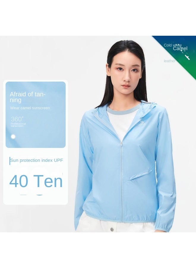 كاميل سترة واقية من الشمس باللون الأبيض البارد 25 واقي شمسي صيفي ملابس رياضية خفيفة الوزن ملابس خارجية سترة قابلة للتنفس للنساء والرجال ملابس واقية من الشمس - Image 1