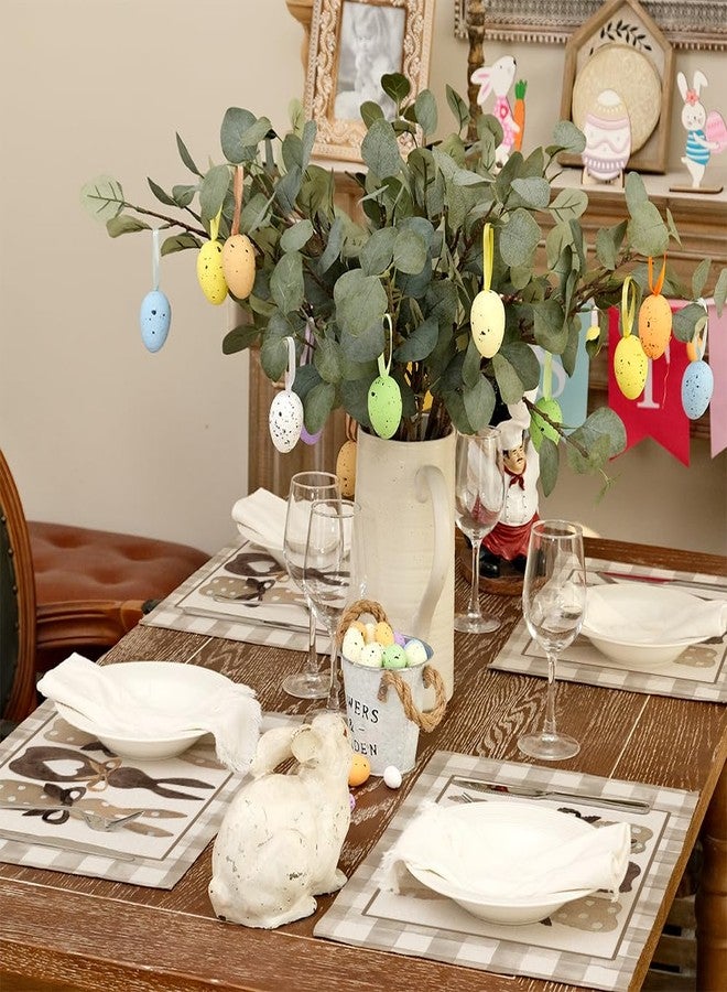 ARKENY Easter Placemats 12x18 Inches Set of 4, Bunny Rabbit Spring Holiday Farmhouse Burlap Buffalo Plaid Indoor Table Mats Decorations for Home - Image 2
