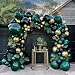 kozee Emerald Green and gold black Balloon Garland Arch Kit Luxury Double Stuffed Dark Green Teal With Palm leaves for Summer luau hawaiian Aloha Jungle Birthday Decorations - Image 3