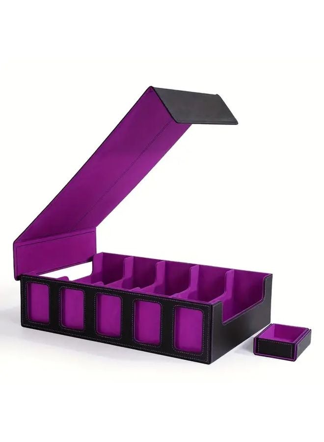 Black Purple Trading Card Storage Box with Display Window and Dice Tray 3900 Card Capacity for MTG TCG - Image 2