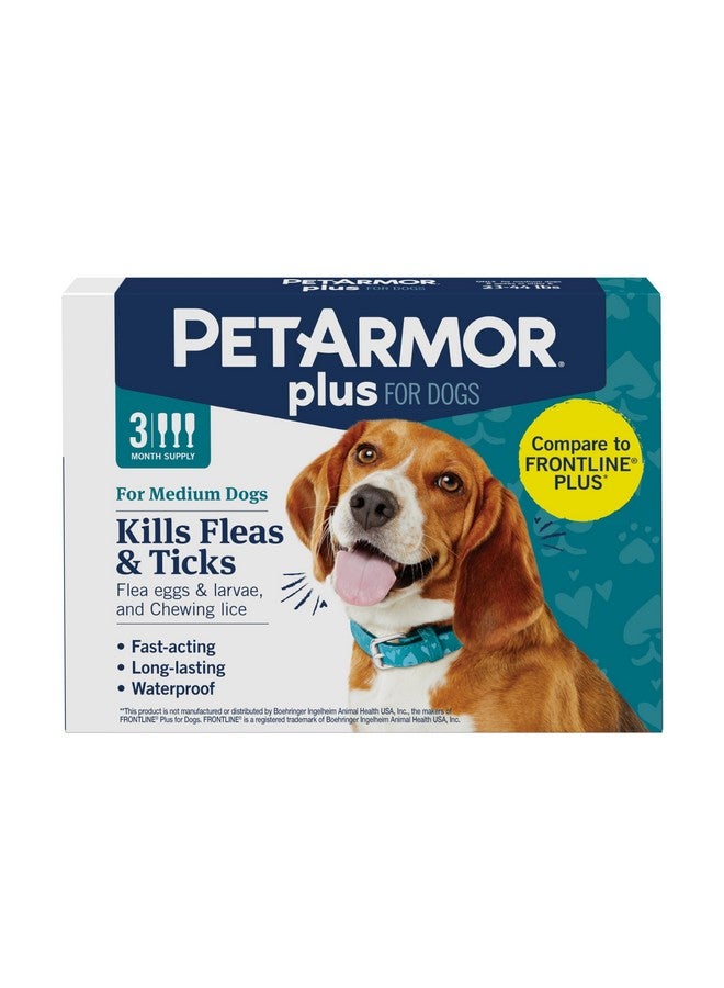 PetArmor Plus Flea and Tick Prevention for Dogs, Dog Flea and Tick Treatment, 3 Doses, Waterproof Topical, Fast Acting, Medium Dogs (23-44 lbs) - Image 1
