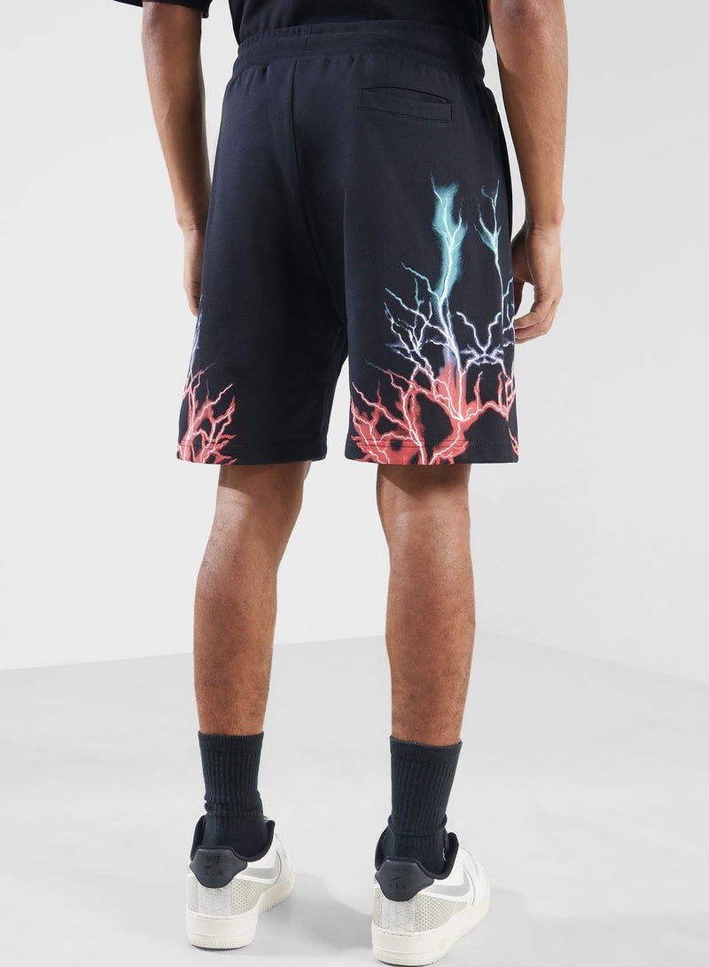 phobia Lightning Printed Casual Shorts - Image 3