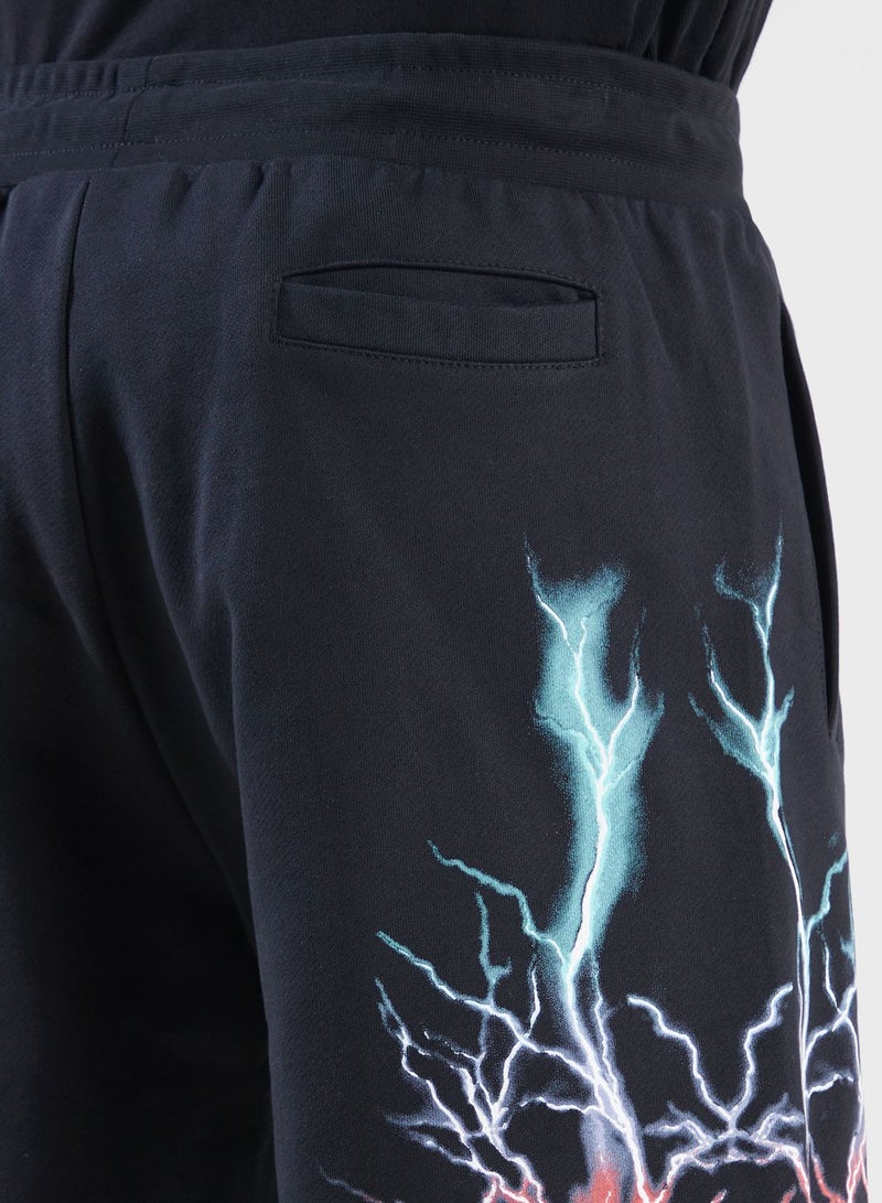 phobia Lightning Printed Casual Shorts - Image 5