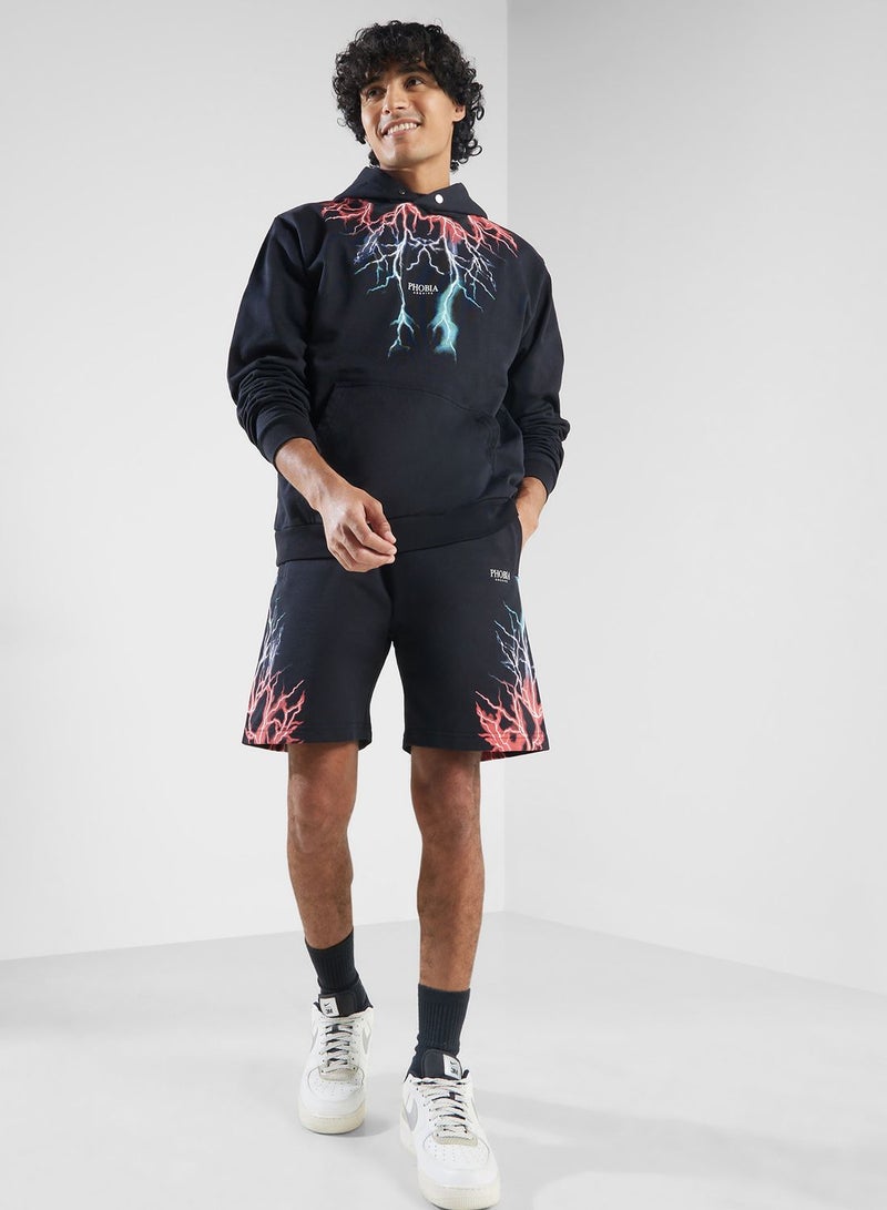 phobia Lightning Printed Casual Shorts - Image 2