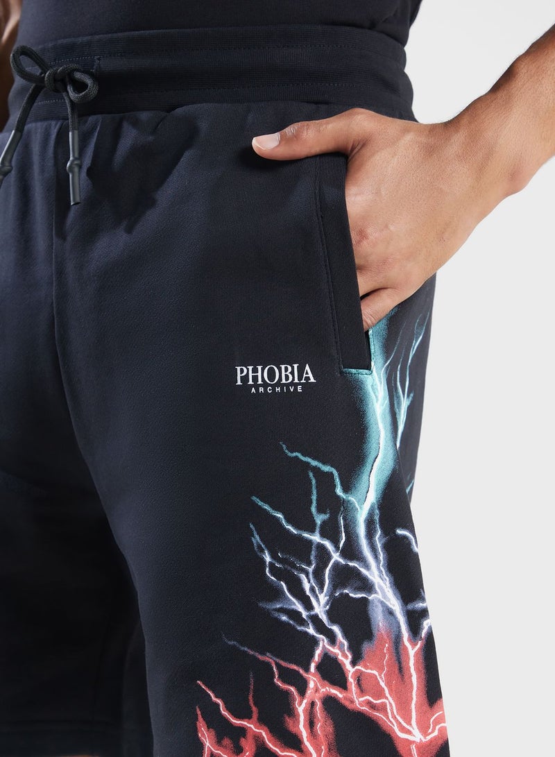 phobia Lightning Printed Casual Shorts - Image 4