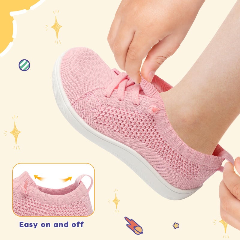 LeIsfIt Toddler Shoes Boys Girls Wide Barefoot Sneakers Kids Zero Drop Minimalist Sneakers Slip on Tennis Shoes Pink 7 Toddler - Image 5