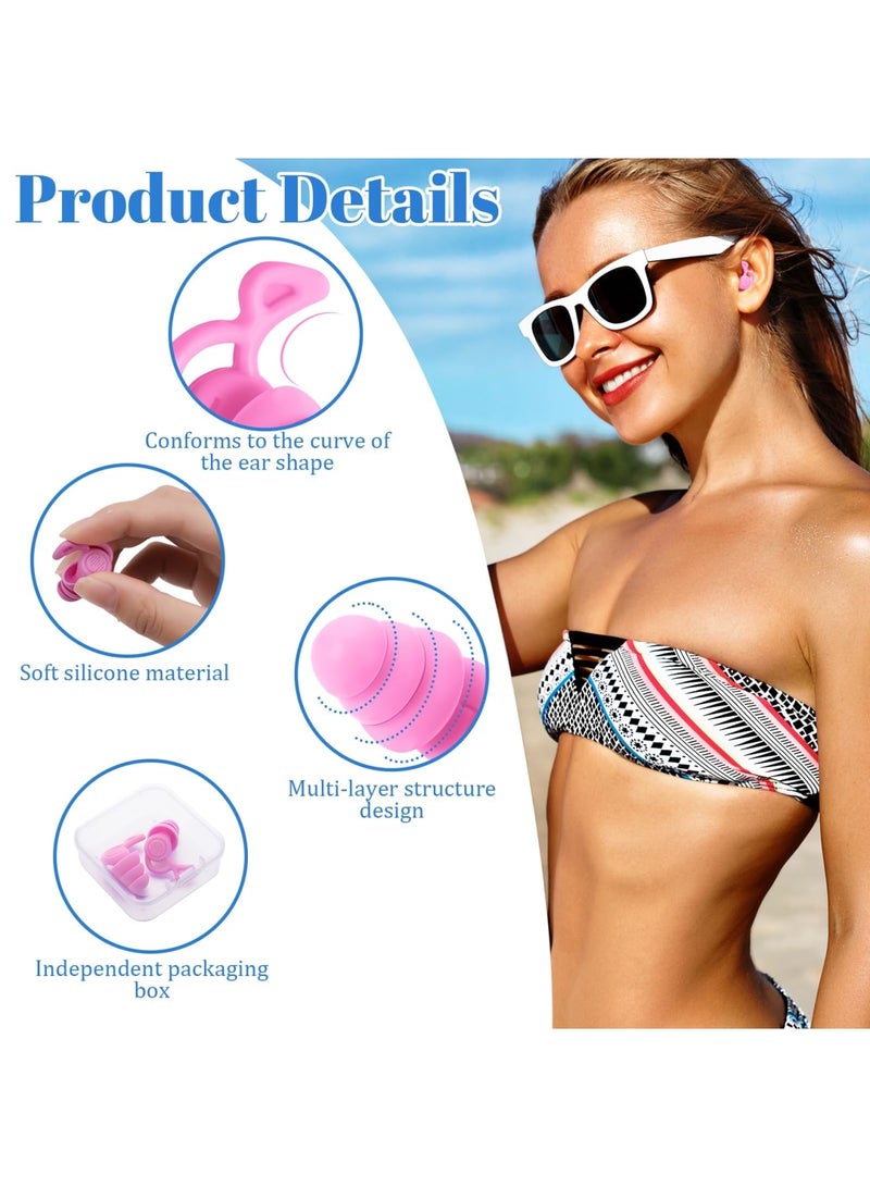 Barakah 5 Pairs Swimming Ear Plugs, Silicone Soft Reusable Waterproof Earplugs for Swimming, Surfing, Showering, Diving, Snorkeling – Comfortable and Secure Fit with Storage Cases (Multicolor) - Image 2