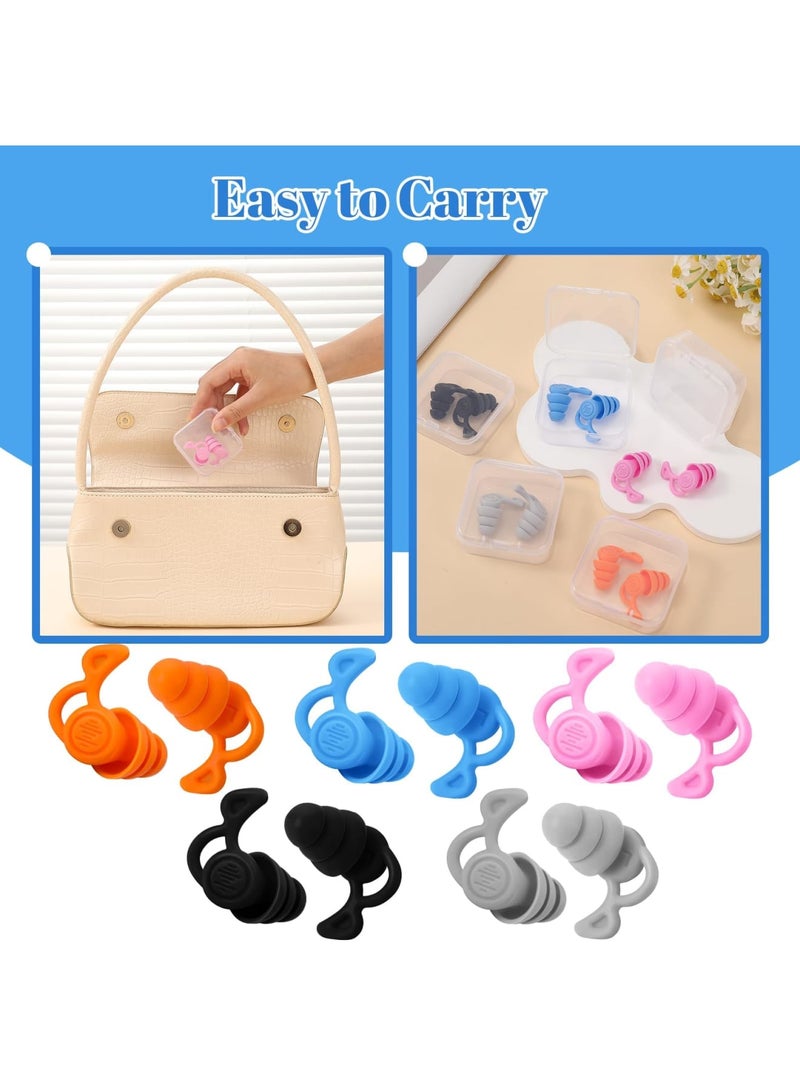 Barakah 5 Pairs Swimming Ear Plugs, Silicone Soft Reusable Waterproof Earplugs for Swimming, Surfing, Showering, Diving, Snorkeling – Comfortable and Secure Fit with Storage Cases (Multicolor) - Image 3