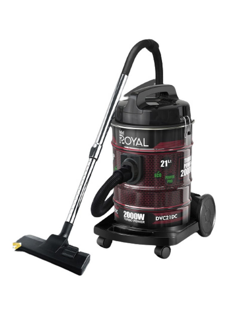 Powerful Vacuum Cleaner With BS Plug | Telescope Tube | Plastic Brush & Dust Bag |  4 Meter Long Cord 2000 W RA-VCM2121 Black & Mehroon