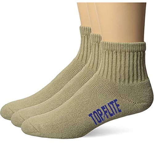 Top Flite Men's Sport Full Cushion Quarter Socks 3 Pair Pack, Khaki, Large (10-13) - Shoe Size 9-13 - Image 4