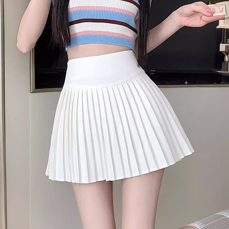 Pleated Skirt Four Seasons White Anti-Exposure Small Skirt Women'S Girl A- Line Skirt Jk - Image 5