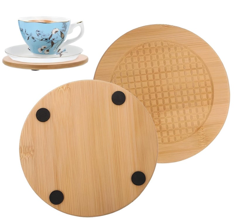 PRAMANTA Wooden Placemat, Hot Pot Mat, Tea Pot and Hot Utensils Holder // Kitchen Wood Coaster, Hot Pads Trivet with Non-Slip Pads (1Pcs) - Image 1