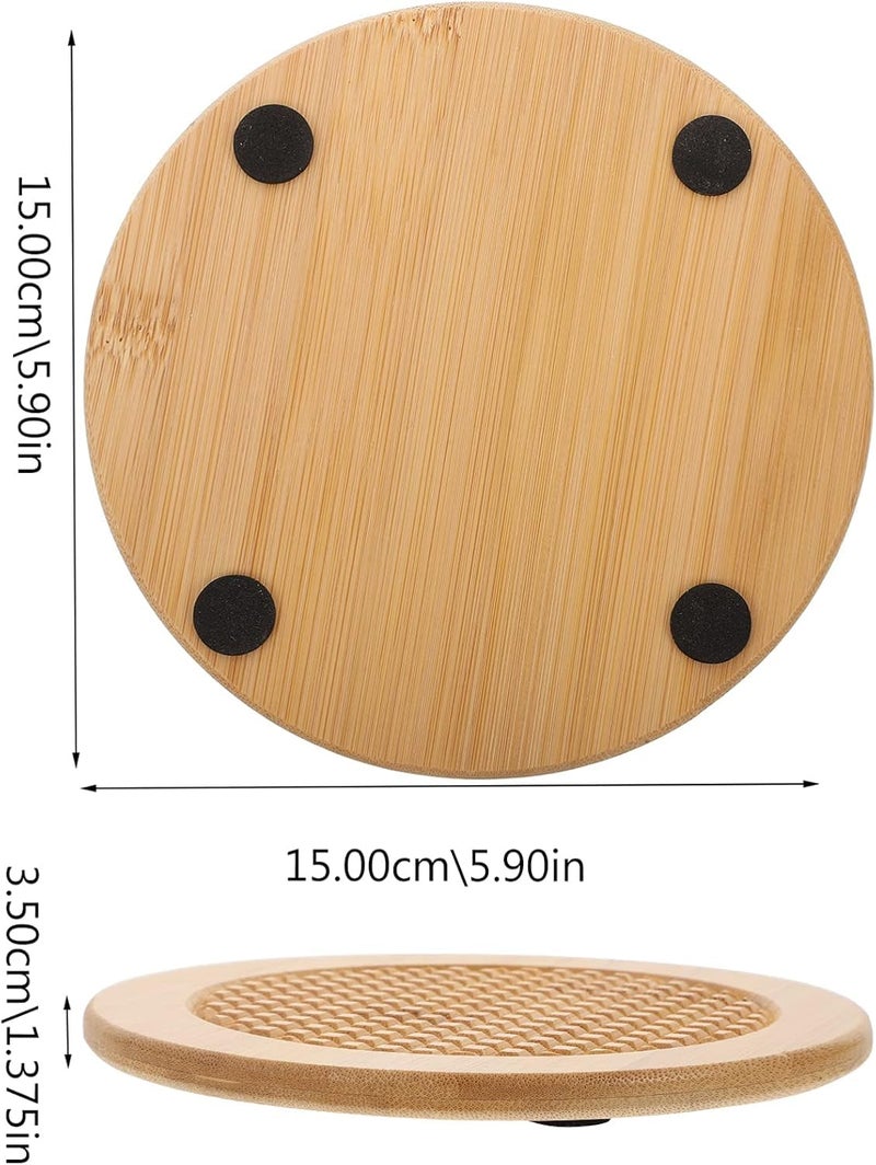 PRAMANTA Wooden Placemat, Hot Pot Mat, Tea Pot and Hot Utensils Holder // Kitchen Wood Coaster, Hot Pads Trivet with Non-Slip Pads (1Pcs) - Image 4
