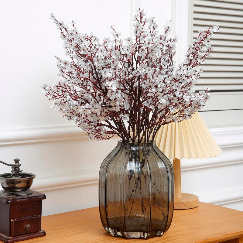 JAKY Global JAKY-Global Babys Breath Fabric Cloth Artificial Flowers 6 Bundle European Fake Silk Plants Decor Wedding Party Decoration Bouquets Real Touch DIY Home Garden (Silver 6pcs) - Image 4