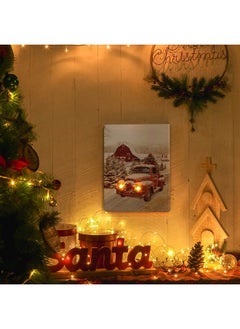 NIKKY HOME NIKKY HOME 16" x 12" Christmas LED Lighted Canvas Wall Art Prints Light Up Red Truck Barn House and Christmas Tree Picture Winter Snow Scene for Holiday Decor  - Image 2