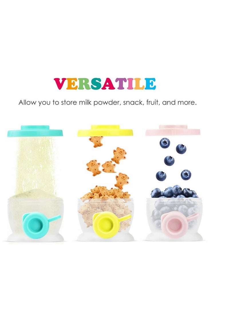 Milk Powder Container, Baby Milk Powder Container Portable Non-Spill Stackable Milk Powder Snack Fruit Biscuits Storage for Travel Outdoor Activities, On-The-Go, , 3 Compartments - Image 3