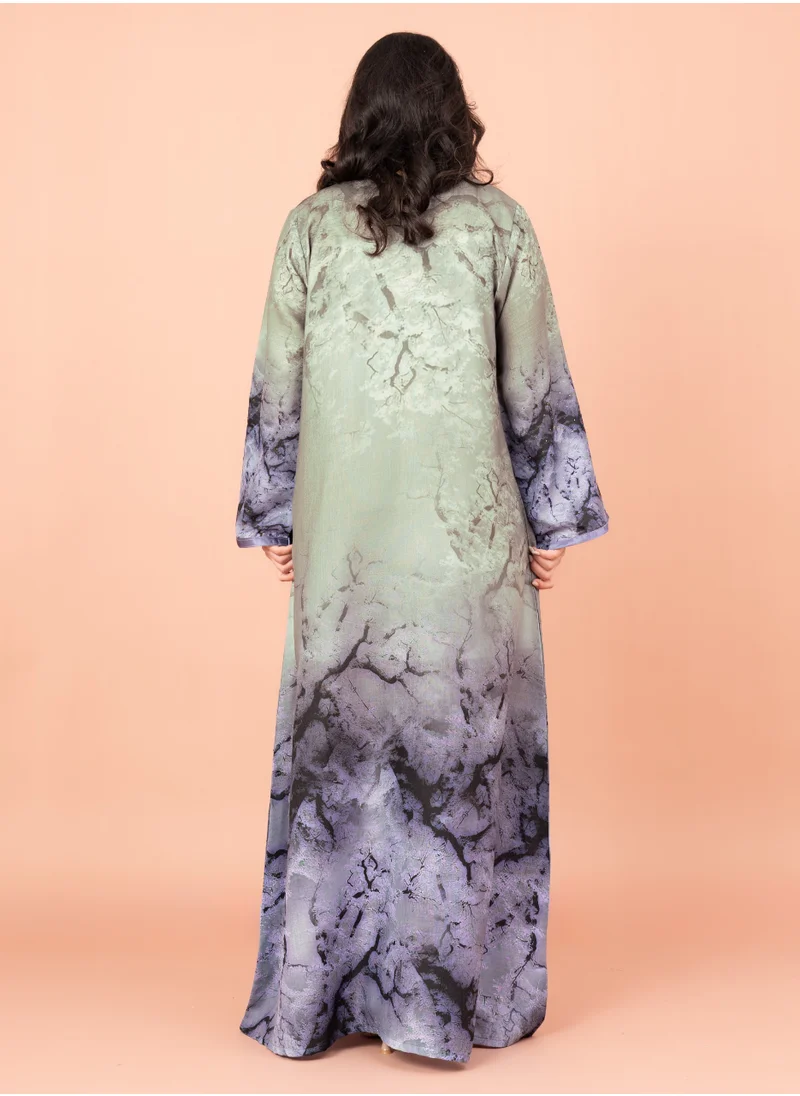IKKXA Shadowed Print Jalabiya IN059 Green
