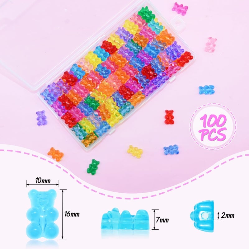 Looconi 100pcs Clear Acrylic Bear Beads, Mixed Color Cute Bear Charms for Bracelet,Necklace,and DIY Crafts,Jewelry Making - Image 2