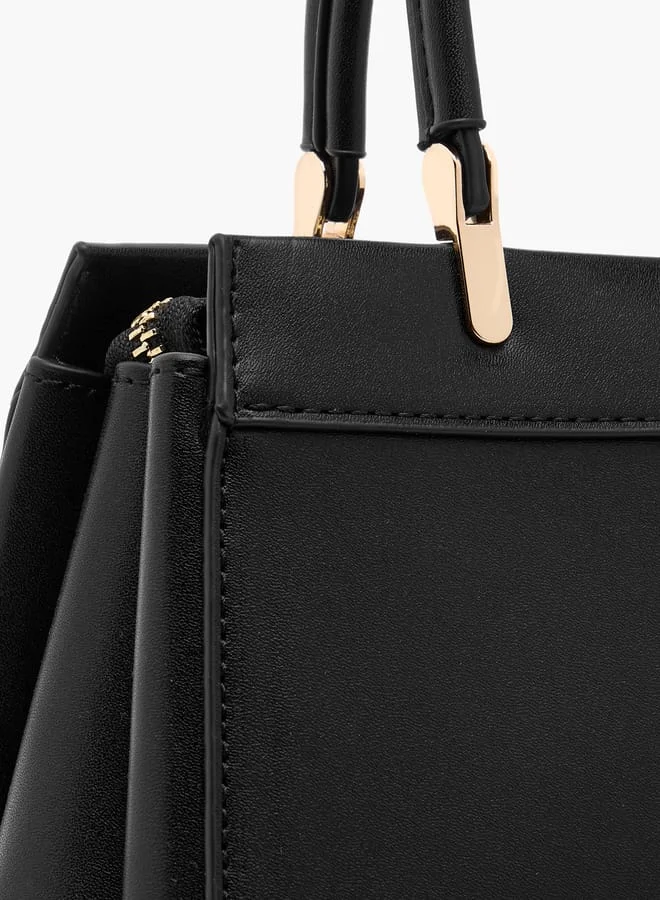 Flora Bella By Shoexpress Women Textured Tote Bag with Detachable Strap and Zip Closure