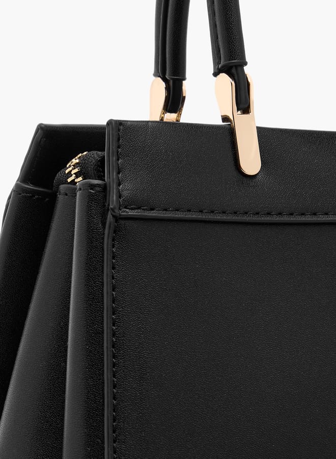 Flora Bella By Shoexpress Women Textured Tote Bag with Detachable Strap and Zip Closure - Image 5