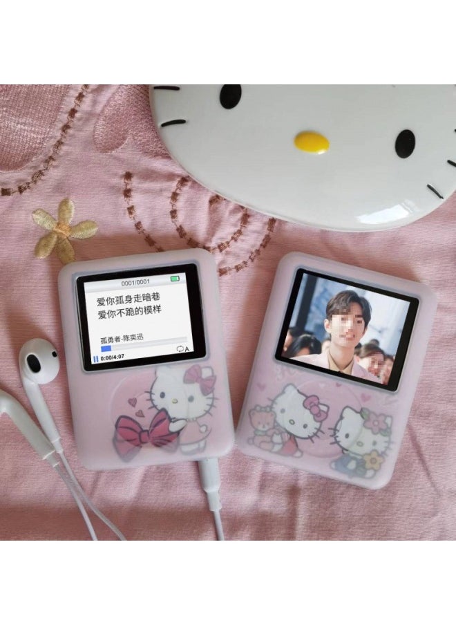 ماركة غير محددة - مشغل موسيقى MP3 OTG Cute Mini Walkman مع شاشة MP4 طالب يعمل بالكتاب الإلكتروني لون الجسم: KT Cat Internet Celebrity Model 01 [بطاقة + موضع خارجي] مع سعة ذاكرة بلوتوث: 128 جيجا [كابل بيانات + OTG مزدوج + فيلم ملون] - Image 1