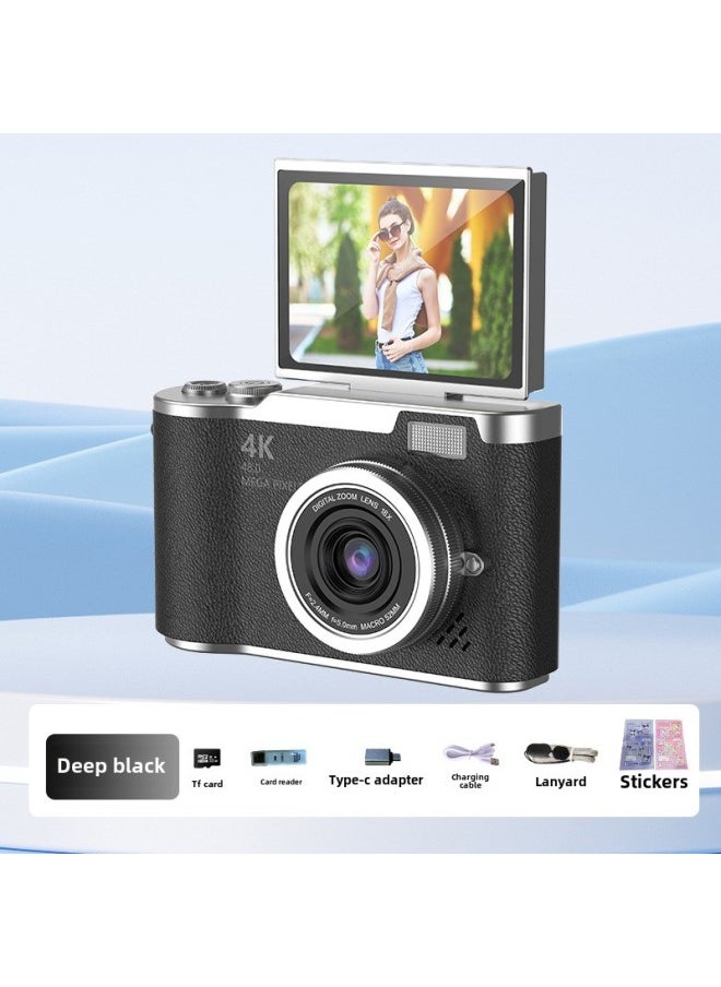 Photography HD Digital Camera Electronic Flash Home Anti-shake 4K Shooting Micro SLR Camera-Color:Lk07-black+32g Memory Card+free Sticker+card Reader+adapter  - Image 1