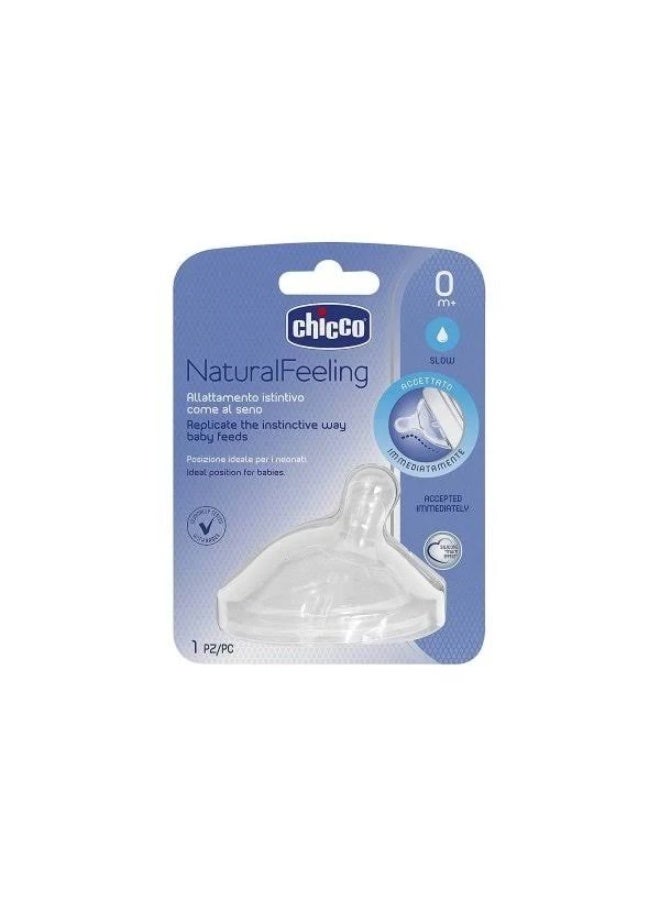 Chicco Natural Feeling Silicone Nipple Slow Flow 0m+ x1 - Image 1