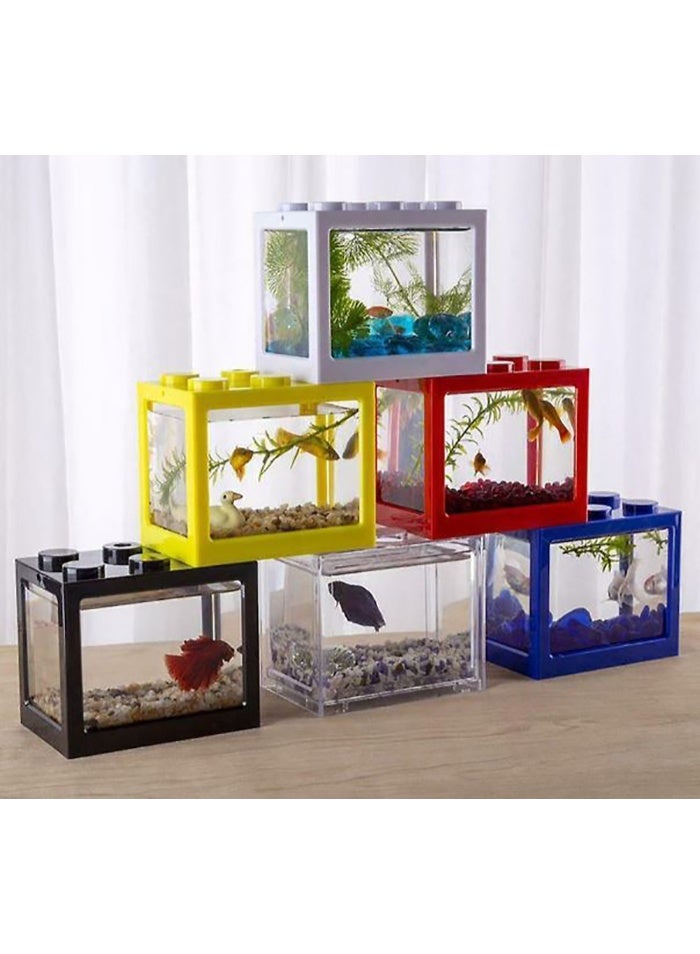 Rubik DIY Mini Betta Fish Tank,Small Transparent Fish Aquarium Stackable Tank, Aquarium Lego Design Block Type (Pink) - Image 5