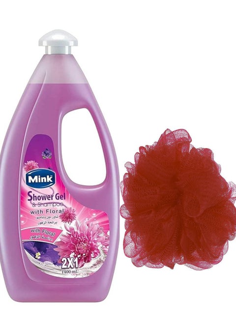 Mink Shower Gel & Shampoo With Floral 2*1 - 1400 Ml + Lofa Multi Color