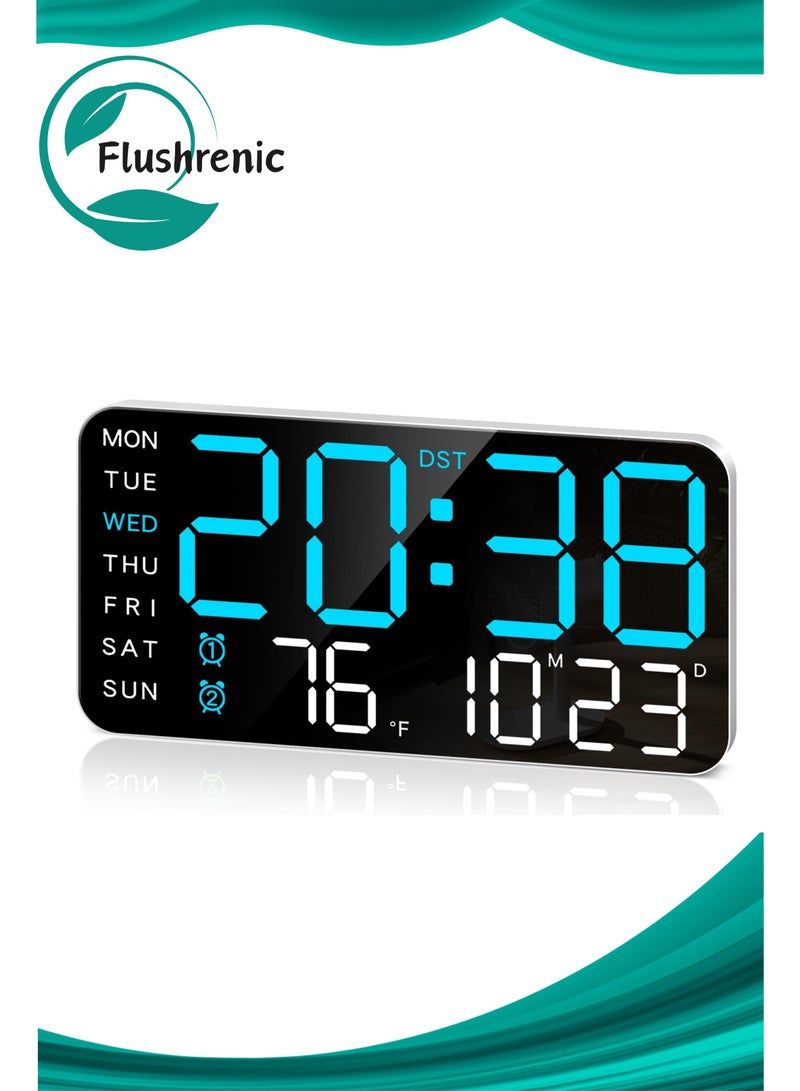Flushrenic LED digital alarm clock, LED clock, room alarm clock, 8.4-inch large digital wall clock, LED alarm clock with large digits, date, temperature, and DST, suitable for modern office decoration design, rooms, bedrooms, and gifts. - Image 1