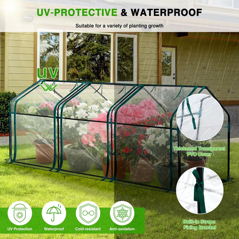 Yesker Mini Greenhouse 106"x36"x36" Portable Small Green House for Indoor Outdoor Greenhouses with PVC Cover Compact Greenhouse Kit for Winter Gardening Balcony Patio Outside Backyard Plant Protection - Image 4