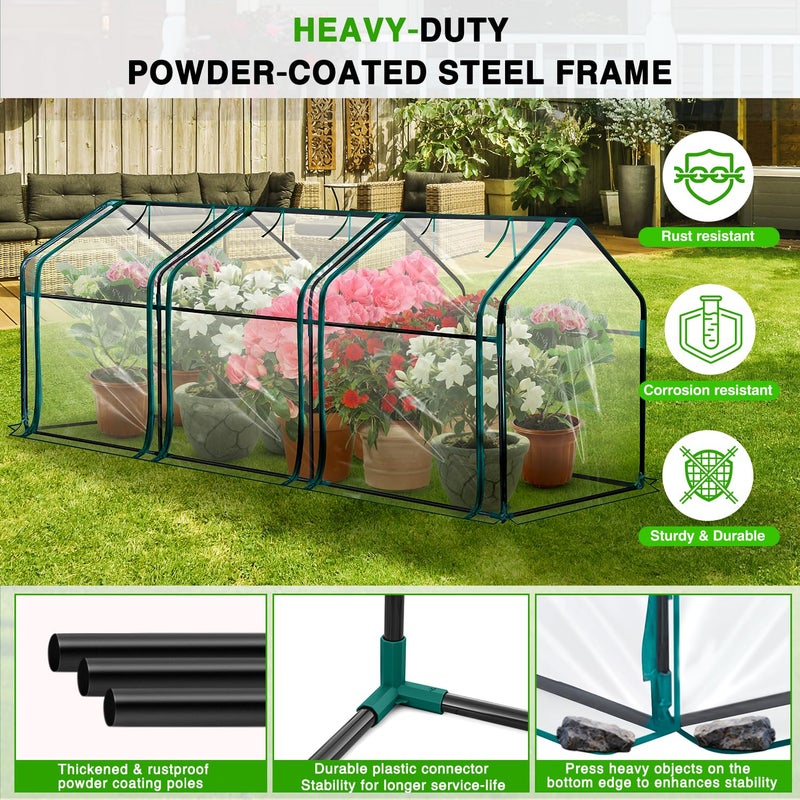 Yesker Mini Greenhouse 106"x36"x36" Portable Small Green House for Indoor Outdoor Greenhouses with PVC Cover Compact Greenhouse Kit for Winter Gardening Balcony Patio Outside Backyard Plant Protection - Image 5