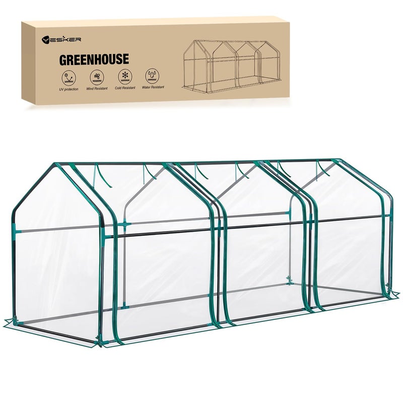 Yesker Mini Greenhouse 106"x36"x36" Portable Small Green House for Indoor Outdoor Greenhouses with PVC Cover Compact Greenhouse Kit for Winter Gardening Balcony Patio Outside Backyard Plant Protection - Image 1