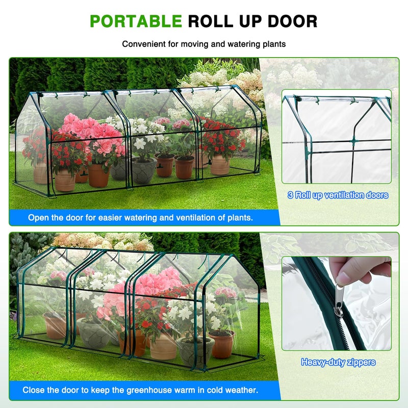 Yesker Mini Greenhouse 106"x36"x36" Portable Small Green House for Indoor Outdoor Greenhouses with PVC Cover Compact Greenhouse Kit for Winter Gardening Balcony Patio Outside Backyard Plant Protection - Image 3