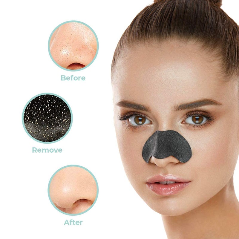 Generic Charcoal Nose Strips Blackhead Remover Pore Strips for Nose 5PCS Charcoal Deep Cleansing Nose Strips for Blackhead and Whitehead Removal Oily Skin Instant Pore Strips with 3Pcs Facial Razor  - Image 4