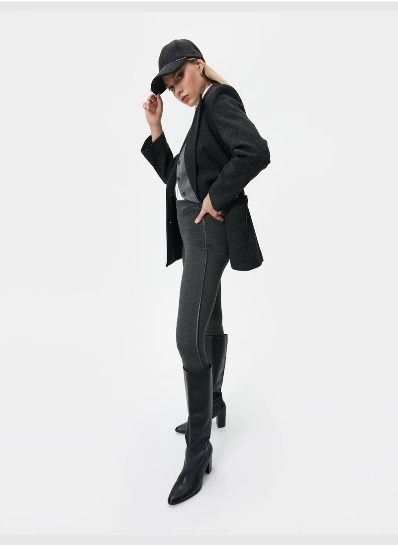 كوتون Glitter Stripe Detail Skinny Leggings