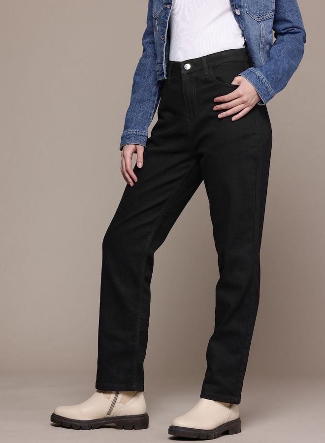 Freehand Women Straight Fit Solid Mid Rise Jeans - Image 1