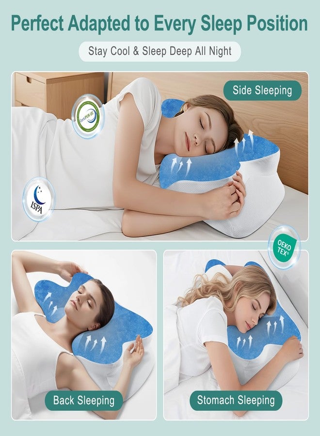 DONAMA Cervical Neck Pillow- Ergonomic Pillows for Pain Relief, Contour Memory Foam Pillow for Side/Back/Stomach Sleepers, CertiPUR-US Certified with Cooling Ice Silk Pillowcase - Image 5