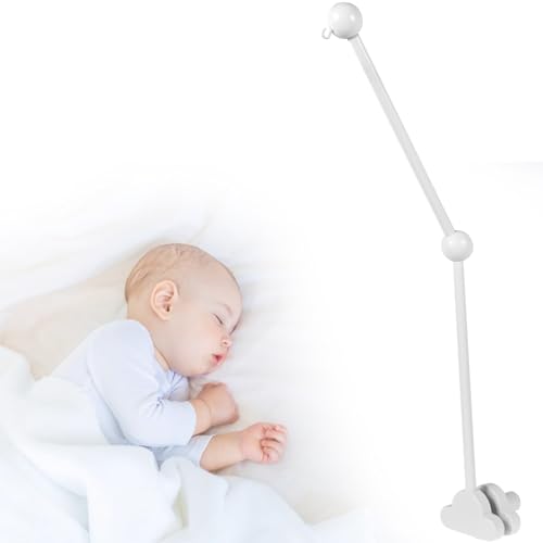 Abizarch 27inch Baby Crib Mobile Arm, Wooden Crib Mobile Holder, Angle Height Cot Mobile Arm, Crib Mobile Bed Bell Holder,Nursery Mobile Hanger-(Only arm- no mobile) (white) - Image 2