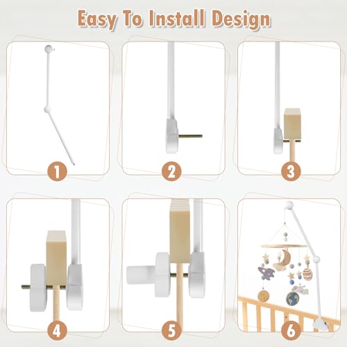 Abizarch 27inch Baby Crib Mobile Arm, Wooden Crib Mobile Holder, Angle Height Cot Mobile Arm, Crib Mobile Bed Bell Holder,Nursery Mobile Hanger-(Only arm- no mobile) (white) - Image 5