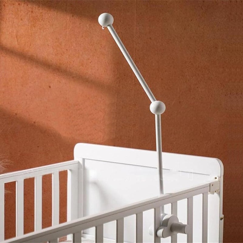 Abizarch 27inch Baby Crib Mobile Arm, Wooden Crib Mobile Holder, Angle Height Cot Mobile Arm, Crib Mobile Bed Bell Holder,Nursery Mobile Hanger-(Only arm- no mobile) (white) - Image 1