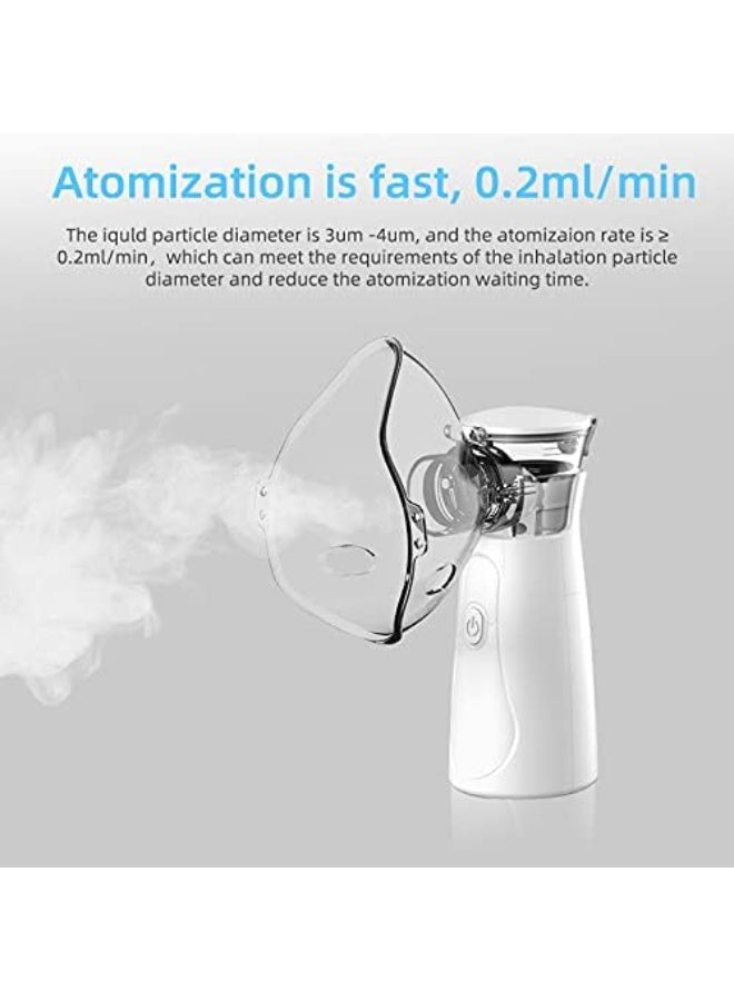 MESH New Mini Nebulizer Machine for Adults & Kids, Upgrade Portable Nebuliser USB Rechargeable Handheld Nebuliser with 2 Mask, 2 Adjustable Atomization Steam Inhaler for Home, Reusable, Silent and Ultrasonic Micro-grid Electronic Atomizer - Image 3